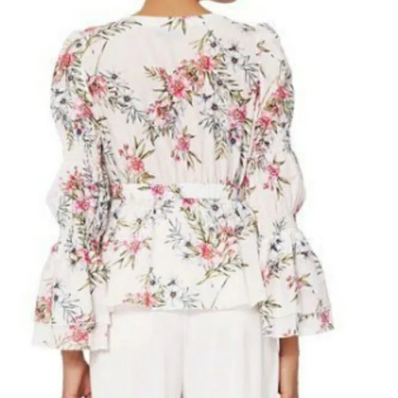 Intermix Rochelle Floral Bell Sleeve Tie Front Top - Picture 2 of 9